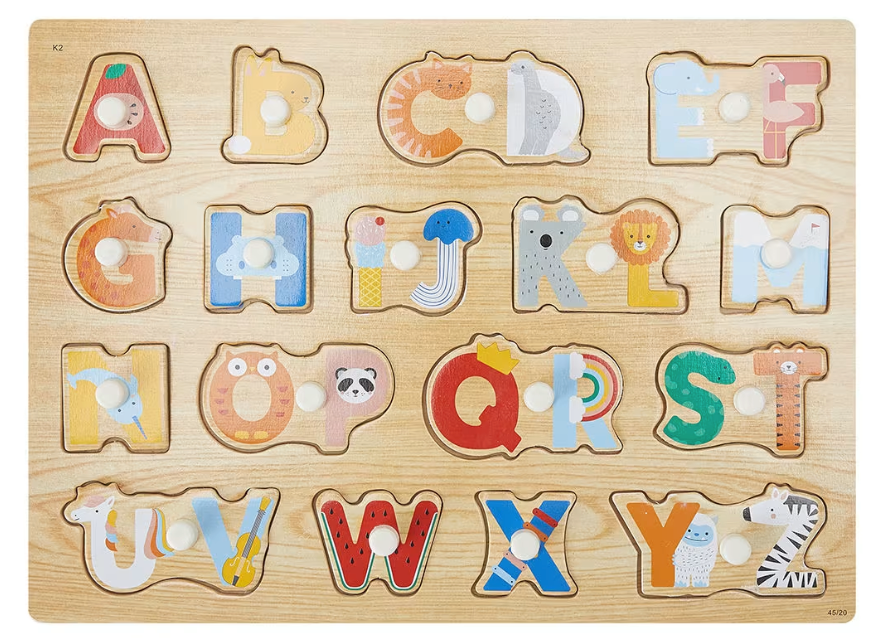 Wooden Alphabet Peg Puzzle 18m+